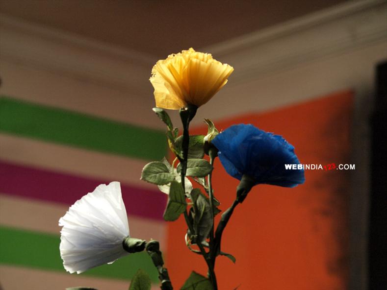Flowers made from plastic bags