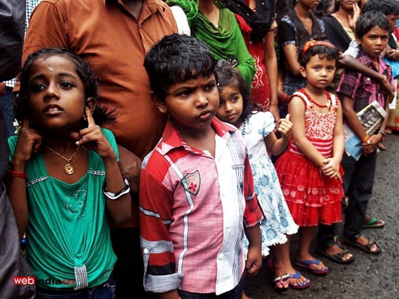 Children Watching Tripunithura Athachamayam