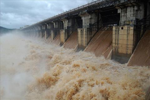 Gajanur Dam across Tunga river in Shimoga, Karnataka