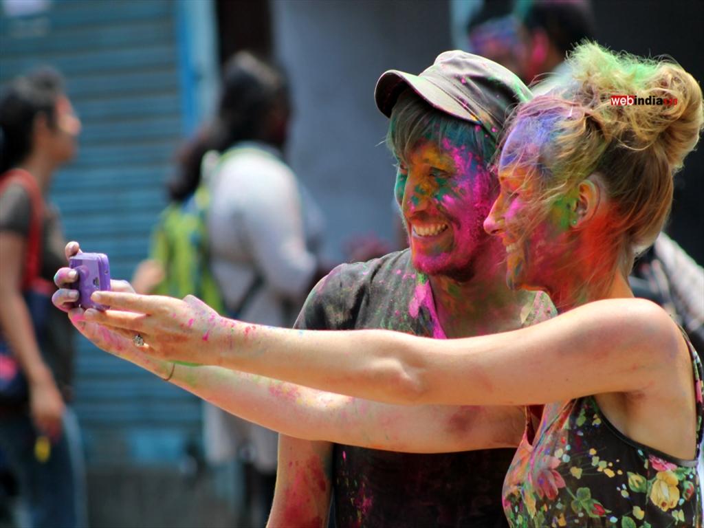 Taking Selfie ! A still from a Holi celebration in Mattancherry