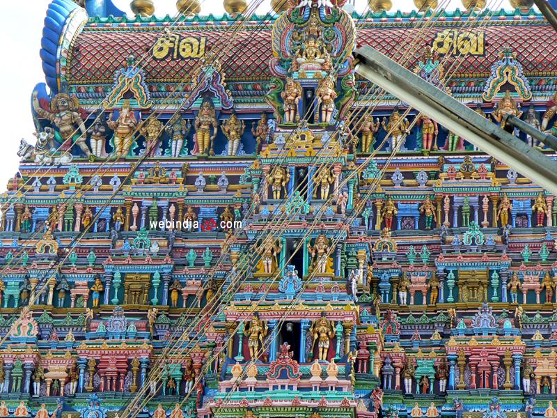 Painted sculptures at Madurai Temple