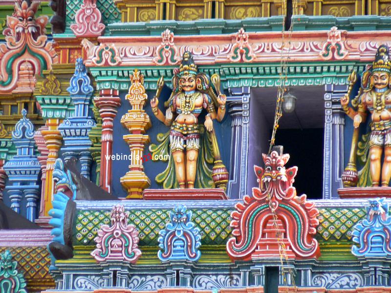 Painted sculptures at Madurai Temple