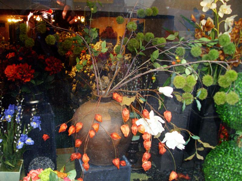 Flower shop window display in New York City
