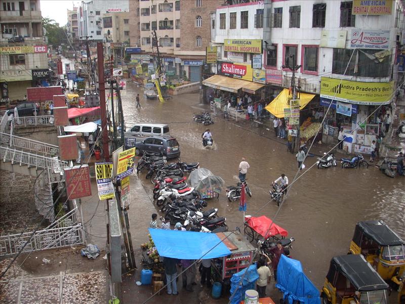 Rainy day in Hyderabad city
