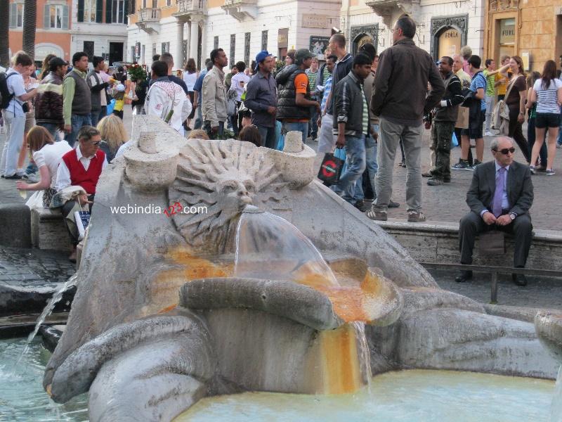 Fountain in Spanish Steps - Rome, Italy