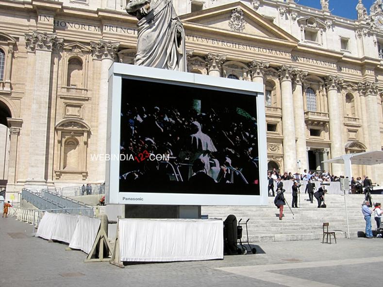 TV screen in front of St. Peter`s Basilica