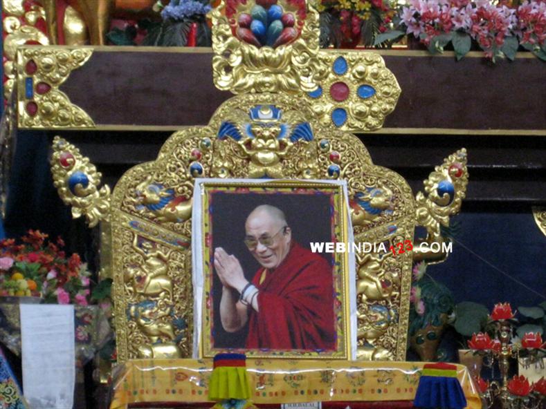 Photo of Tibetan spiritual leader Dalai Lama at Bylakuppe Golden Temple